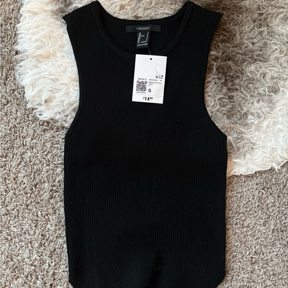 Forever 21 Black Ribbed Tank Top